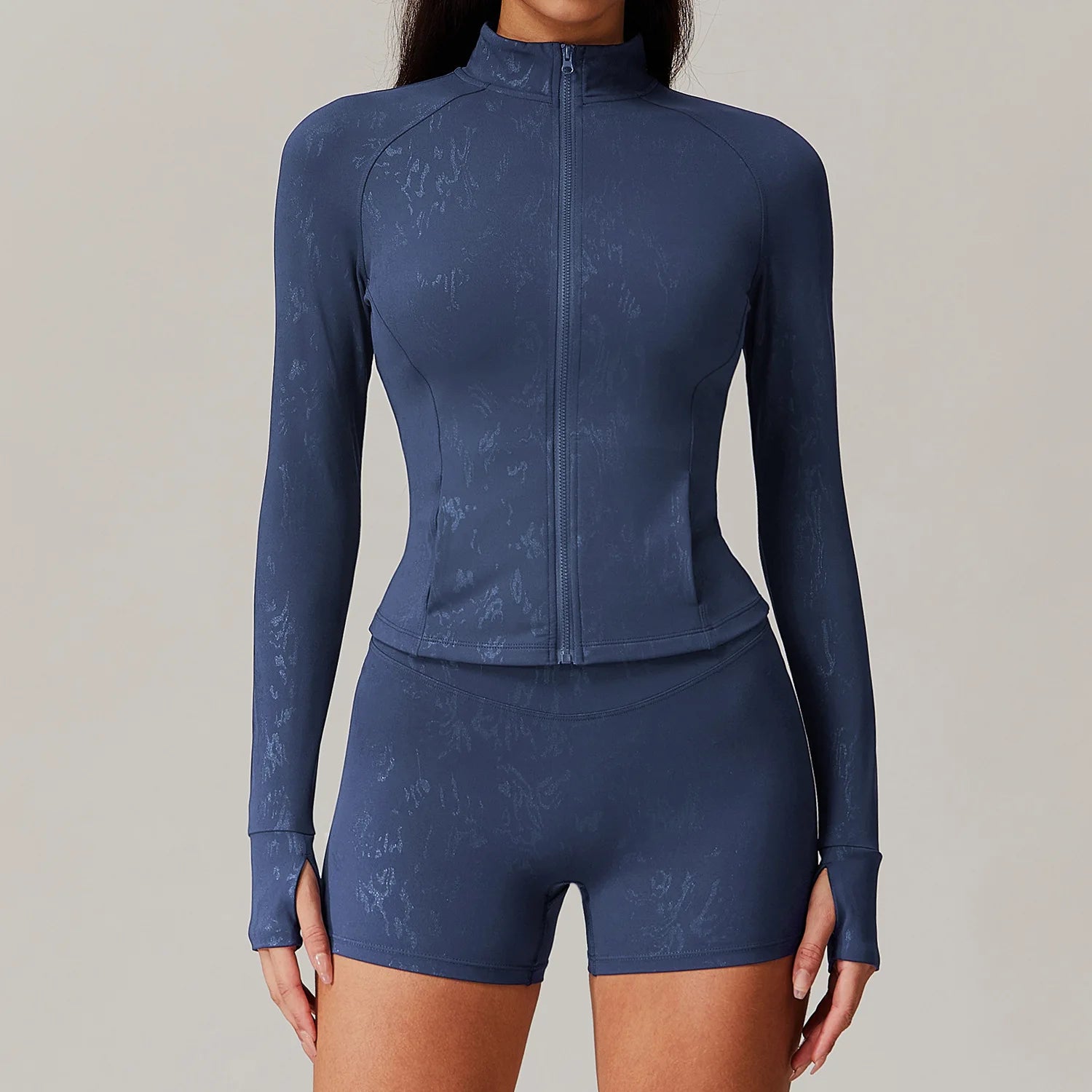 KAVRA Seamless Tracksuit Set – Long Sleeve Crop Top & High Waist Leggings