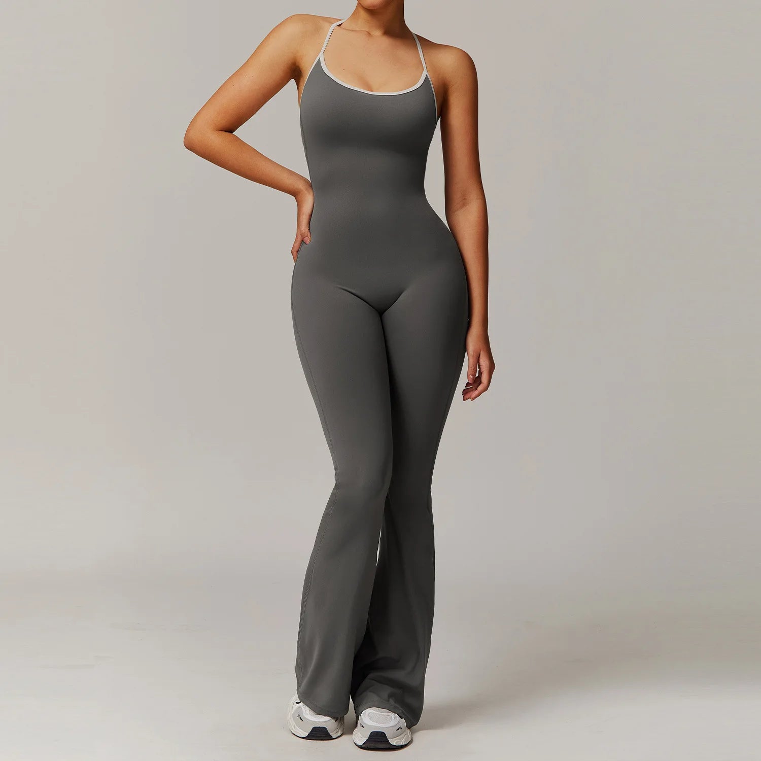 Hearuisavy V Back Jumpsuit Women Sports One-piece Suit Yoga Clothing Backless Sportswear Women Sleeveles Workout Overalls Female